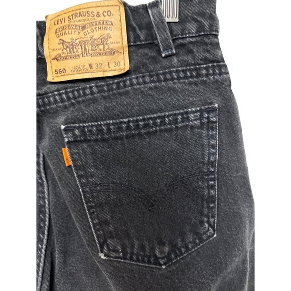 Levi's Men's 560 Jeans Orange Tab Black Loose Fit Tapered Leg 90s USA 32 x 29 - Picture 5 of 10